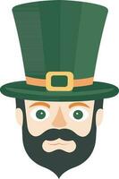 karakter van elf van Ierse folklore Mens gezicht icoon in vlak stijl. vector