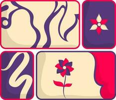 divers abstract golvend met bloem ontwerp verzameling in sticker stijl. vector