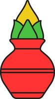 vlak illustratie van kleurrijk kalash aanbidden pot icoon. vector