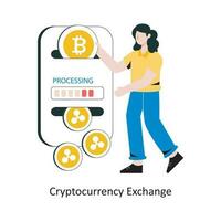 crypto valuta uitwisseling vlak stijl ontwerp vector illustratie. voorraad illustratie