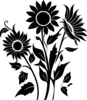 zonnebloemen - minimalistische en vlak logo - vector illustratie