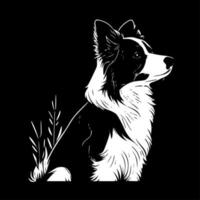 grens collie - zwart en wit geïsoleerd icoon - vector illustratie