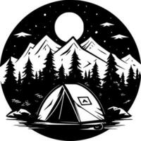 camping, minimalistische en gemakkelijk silhouet - vector illustratie