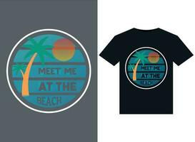 ontmoeten me Bij de strand illustraties voor drukklare t-shirts ontwerp vector
