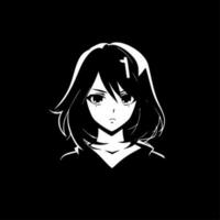 anime - zwart en wit geïsoleerd icoon - vector illustratie