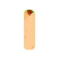 shoarma doner burito vlak ontwerp vector illustratie. heerlijk Arabisch rollen met vlees, salade, tomaat. kebab met kip en ui. tekenfilm stijl vector illustratie