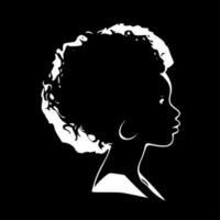 zwart vrouw - zwart en wit geïsoleerd icoon - vector illustratie
