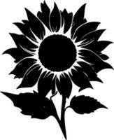 zonnebloem, zwart en wit vector illustratie