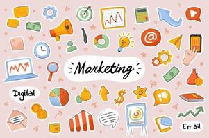 marketing schattige stickers sjabloon set vector