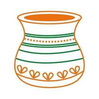keramische pot hindoe lijn stijlicoon vector