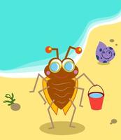 gelukkig strand bug vakantie cartoon vector