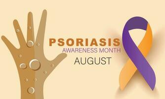 augustus is psoriasis bewustzijn maand. achtergrond, banier, kaart, poster, sjabloon. vector illustratie.