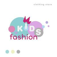 logo van een modieus kinderen kleding op te slaan, kinderen mode, vlak vector