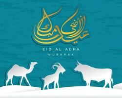 Arabisch kalligrafische tekst van eid al adha mubarak voor de moslim viering. eid al adha creatief ontwerp Islamitisch viering voor afdrukken, kaart, poster, banier enz. vector