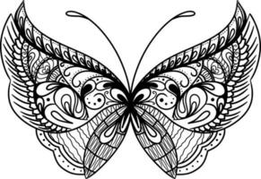 monochroom etnisch vlinder mandala ontwerp. anti stress kleur bladzijde voor volwassenen. hand- getrokken zwart en wit vector illustratie