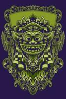 barong Bali vector beeld voor groen distro t-shirt afdrukken