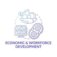 economische en personeelsontwikkeling donkerblauw concept pictogram vector