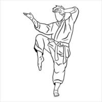 karate trap en poses van karate technieken. krijgshaftig kunsten. deze vector illustreert meerdere poses van karate technieken in silhouet vector illustratie.