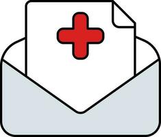 Gezondheid mail of envelop icoon in grijs en wit kleur. vector
