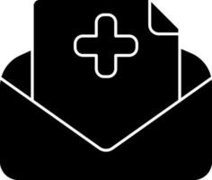 Gezondheid mail of envelop icoon in zwart en wit kleur. vector