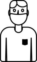 illustratie van Mens vervelend medisch masker lijn icoon. vector