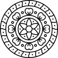geïsoleerd bloem vorm rangoli of mandala icoon in zwart en wit vector