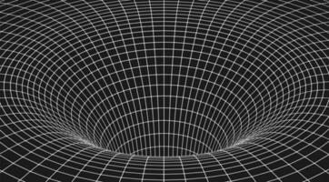 wit wireframe wormhole tunnel, zwart achtergrond vector