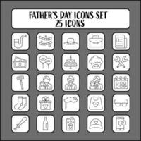 illustratie van vaders dag 25 icoon reeks in dun lijn kunst. vector