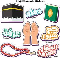 hadj elementen ,sticker collectie, moslim pictogrammen, religieus items vector