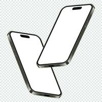 realistisch smartphone model. isometrische smartphone set. 3d mobiel telefoons met blanco scherm. vector illustratie