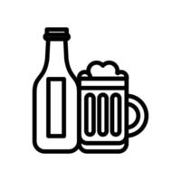 bierpot en fles drinken internationale dag lijnstijl vector