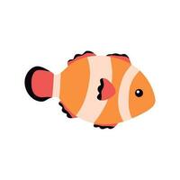 vector illustratie schattig clown vis. vector illustratie oranje vis in vlak tekenfilm stijl geïsoleerd Aan wit. zee dier voor kinderen