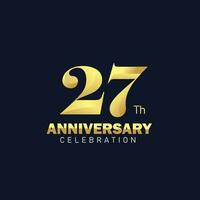 27e verjaardag logo ontwerp, gouden verjaardag logo. 27e verjaardag sjabloon, 27e verjaardag viering vector
