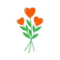 boeket van bloemen van harten. vector illustratie. symbool van liefde. tekening van hart voor tatoeëren of valentijnsdag dag groet kaart