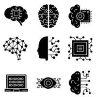 kunstmatig intelligentie- icoon vector set. ai illustratie teken verzameling. technologie symbool.