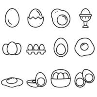 eieren icoon vector set. gebakken eieren illustratie teken verzameling. voedsel symbool. kip logo.