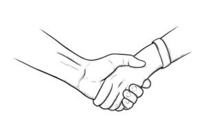 handdruk betekenis vennootschap en samenwerking. beven handen gebaar naar goedkeuren een transactie of naar begroeten een vriend. vector illustratie geïsoleerd in wit achtergrond