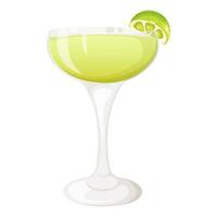 daiquiri cocktail versierd met plak van limoen. alcoholisch drinken vector illustratie.