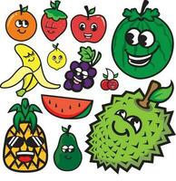 fruit en groenten tekening pictogrammen set, vector illustratie.