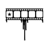 ster tarief teken in de bloederig filmstrip silhouet. beoordeling icoon symbool voor film of film recensie met genre verschrikking, thriller, bloed, sadistisch, spatten, slasher, mysterie, eng. beoordeling 1 ster. vector