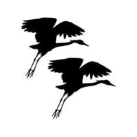 paar- van de zwart reiger vogel, egretta ardesica, ook bekend net zo de zwart zilverreiger silhouet voor kunst illustratie, logo, pictogram, website, of grafisch ontwerp element. vector illustratie