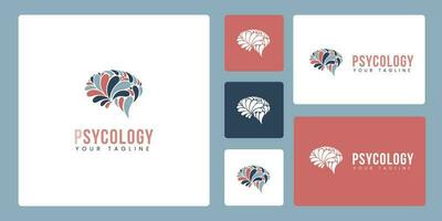 psychologie logo reeks - bedrijf vector logo sjabloon concept illustratie. abstract menselijk hersenen teken. meetkundig gekleurde structuur. creatief psychologie geest onderwijs symbool.