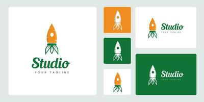 raket wortel logo set, met oranje en groen kleuren, uniek en grappig logo's. geschikt voor bedrijf logo's, merken, t-shirts, enz. vector