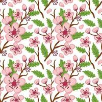 sakura Aan wit achtergrond. bloeiend van de de lente. naadloos patroon. vector. vector