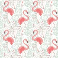 flamingo's en exotisch planten. zomer afdrukken. naadloos patroon. vector