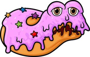 monster donut tekenfilm mascotte karakter vector