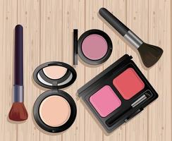 make-up cosmetica op houten achtergrond vector