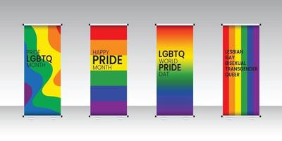 trots lgbtq roll-up set staande ontwerp vectorillustratie vector