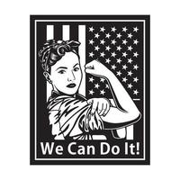 vintage we can do it poster in zwart-wit vector