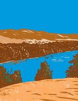Kings River in San Joaquin Valley afkomstig langs Sierra Crest in Kings Canyon National Park in Centraal Californië wpa poster art vector